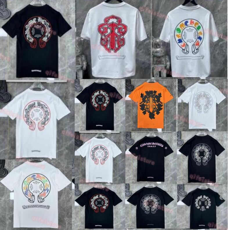 

New style Men's T-shirts Luxury Classic Womens t Shirts Ch Brand Fashion Men Sanskrit T-shirt Horseshoe Heart Cross Designer Tshirts Man Hip Hop Chromes Pink, W1111