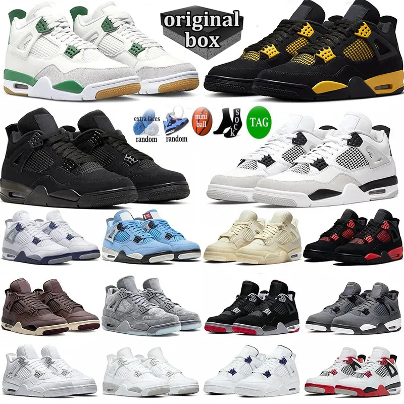 

With box 4s basketball shoes Pine Green Seafoam Military Black navy 4 men Red Thunder Photon Dust Sail Black Cat White Oreo Pure Money Infrared women mens sneakers