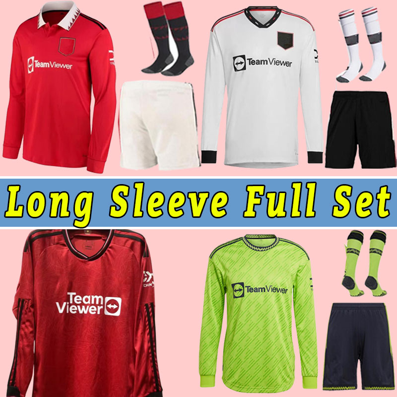 

Long sleeve full kits 23 24 SANCHO soccer jerseys B.FERNANDES MAN uTd RASHFORD football shirt 2023 2024 ronaldo MARTINEZ FRED MALACIA ERIKSEN MANCHESTER Shaw -2XL, Home