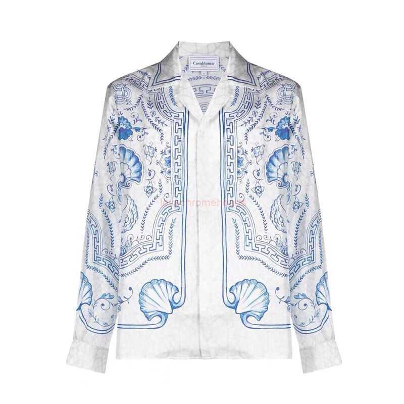

Casa Designer Fashion Clothing Shirts Tracksuits High Quality Casablanca 23ss White Marble Swan Unisex Trendy Hawaiian Long Sleeved Shirt, Shipping fee