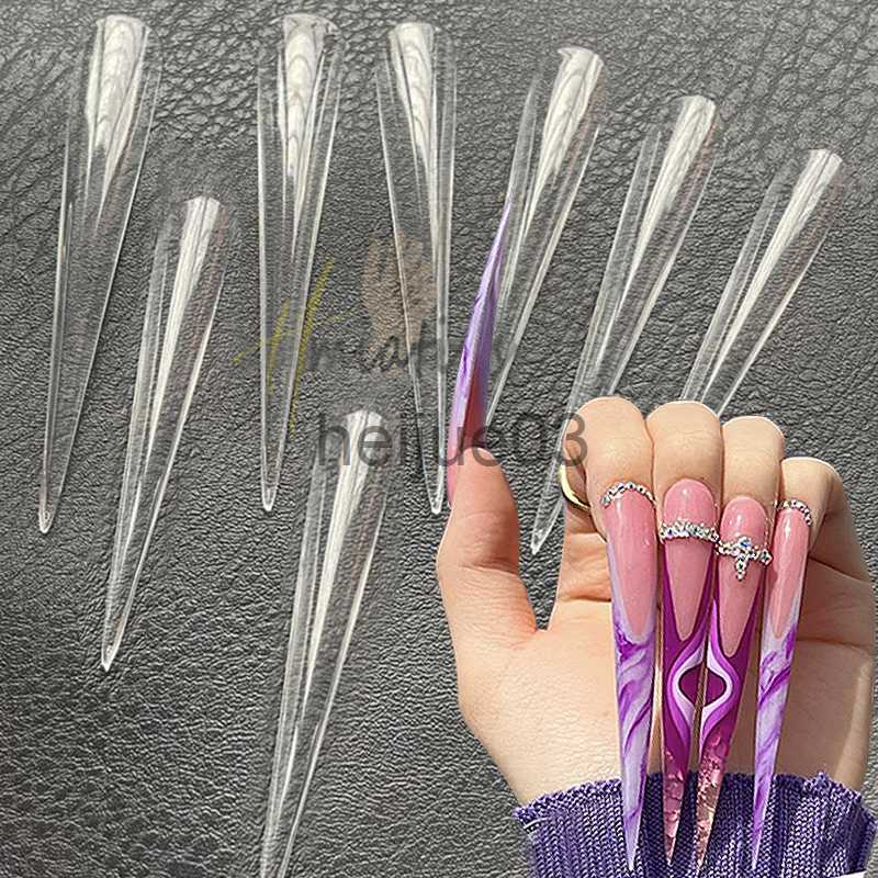 False Nails 5Xl Extreme Long Stiletto Nails Full Cover Nails Artificial Acrylic False Nail Tips Press on Manicure Tool Accessories L241.04-image-883791309