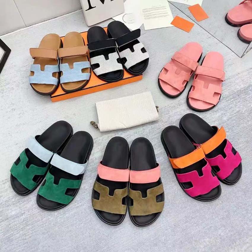 

H oran Slides Chypre Leather Sandals Luxury suede 100% real leather Naturel Men women Designer Slippers cuir Summer sandles shoes classic beach, #15