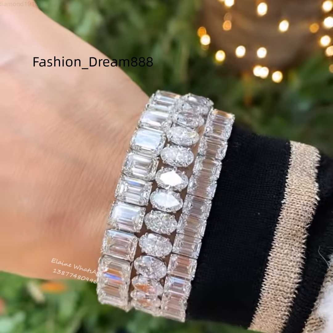 

Customized Buss Down Jewelry Diamond Tennis Chain Silver 925 Emerald or Oval Cut Vvs Moissanite Chain Necklace Bracelet