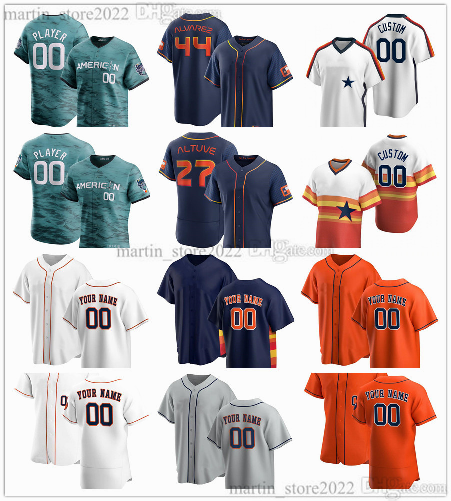 

2023 All-Star Baseball Jerseys 44 Yordan Alvarez 59 Framber Valdez 27 Jose Altuve 2 Alex Bregman 23 Michael Brantley 15 Martin Maldonado 30 Kyle Tucker 3 Jeremy Pena, Gray (with team logo)