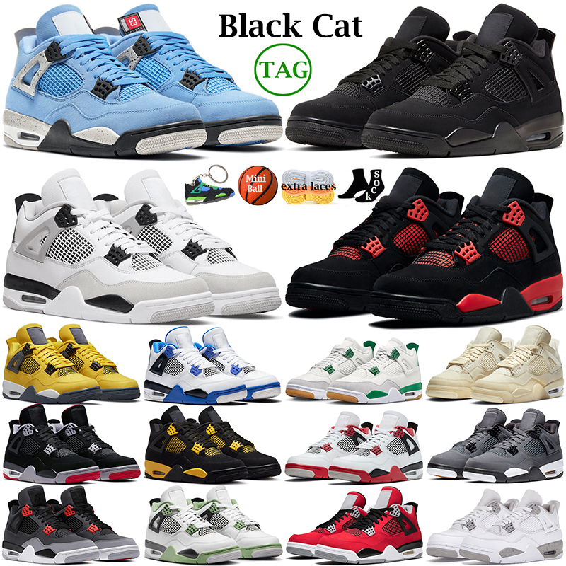 

Basketball Shoes for Men Women 4 4s Jumpman Military Black Cat Yellow Red Thunder Pine Green Sail University Blue Seafoam White Oreo Fire Royalty Mens Sneakers, 23