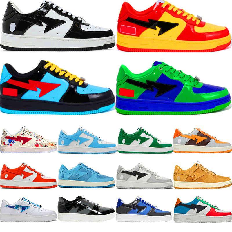 

TOP Quality Bapestas Sta Sneaker M1 Designer Casual Shoes Low-Top luxury Sneakers Leather Classic Sports Shoe Ape Monkey Shape MEDICOM TOY, 33