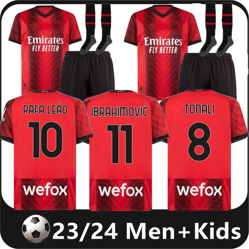 

23 24 AC MILANS GIROUD Soccer Jerseys 2023 2024 PULISIC THEO BRAHIM TONALI 4th Shirt ROMAGNOLI RAFA LEAO S.CASTILLEJO KESSIE SAELEMAEKERS Football uniform, Home