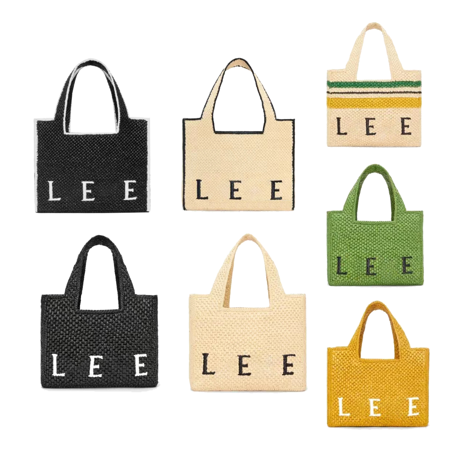 

2size embroidery Straw weave Raffias Font Tote bag weekender luxurys lady Womens Cross Body travel top handle Shoulder bag Designer handbag mens Vintage Clutch Bags, Black