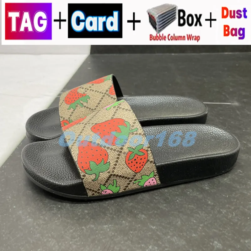 With Box Designer slippers Men Women slides Dust Bag card Shoes black floral Strawberry print web rubber slide Canvas green flowers Beach Sandal Summer Flat Slipper