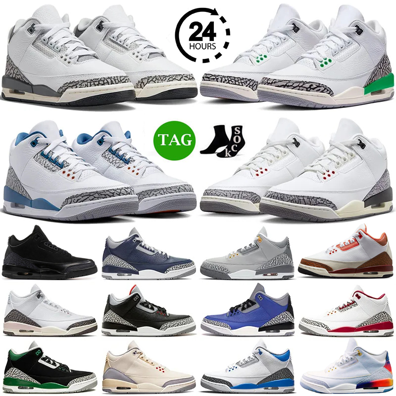 

White Cement Jumpman 3s basketball shoes men women Mocha Wizards Mocha Black Cat Lucky Green UNC Fire Red Dark Iris mens trainers outdoor sports sneakers, (23)