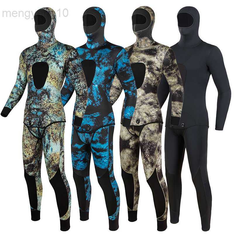 Wetsuits Drysuits Men's Camouflage wetsuit Long Sleeve Fission Hooded 2 Pieces Of Neoprene Submersible For Men Keep Warm Waterproof Diving S-image-882651797