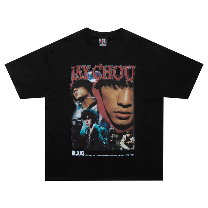 Vtg Printed High Street Jay Chou Short Sleeve Hip Hop Street Loose Couple T-shirt Fashion-image-882353348