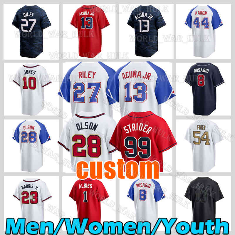 

2023 Custom City Connect Baseball Jersey 13 Ronald Acuna Jr. Austin Riley Braves Matt Olson All-Star Michael Harris II Spencer Strider 1 Ozzie Albies Max Fried Atlantas, Women new jersey(y s)+patch