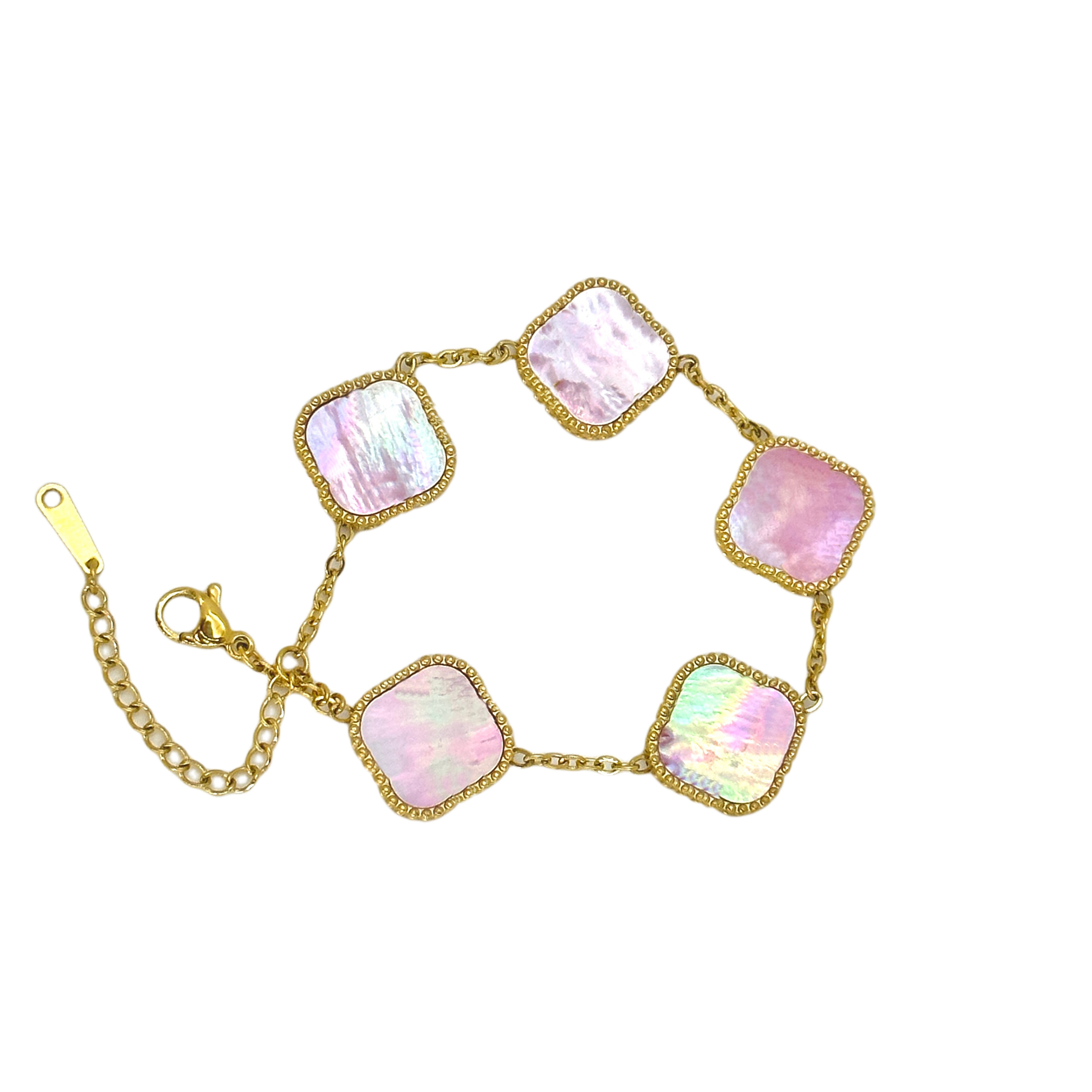 

Four Leaf Clover Charm Bracelets Van Pink Mother of Pearl Women Jewelry Non Fading Waterproof 18K Gold Plated Stainless Steel Necklace Pendant GIRL GIFT