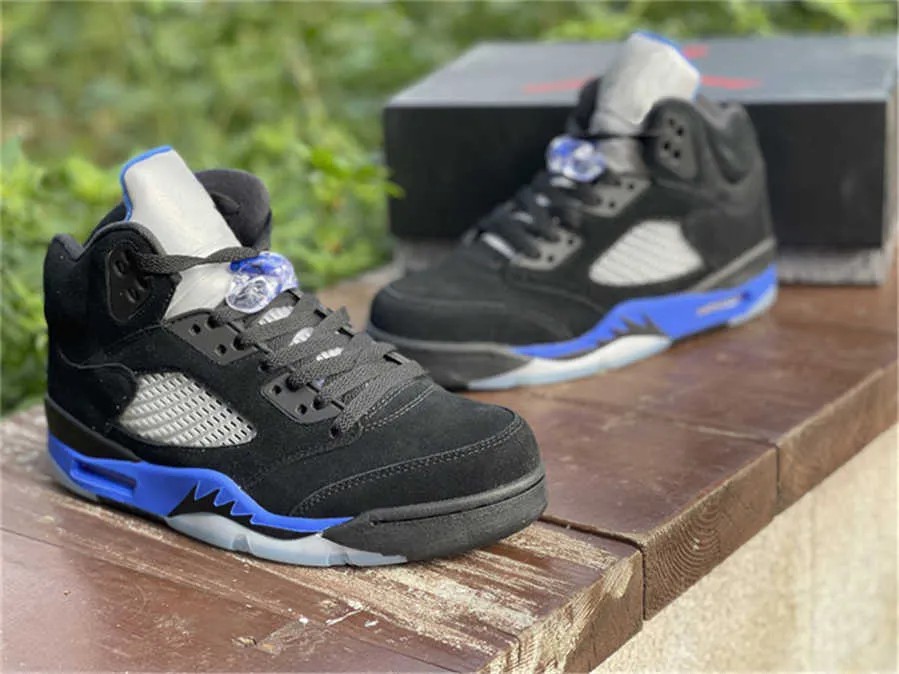 Authentic Jumpman 5S Men Women Shoes Black Blue Fire Black Silver Designer Basketball Shoes Outdoor Sneakers Size Available Fast Delivery With bo-image-882423975