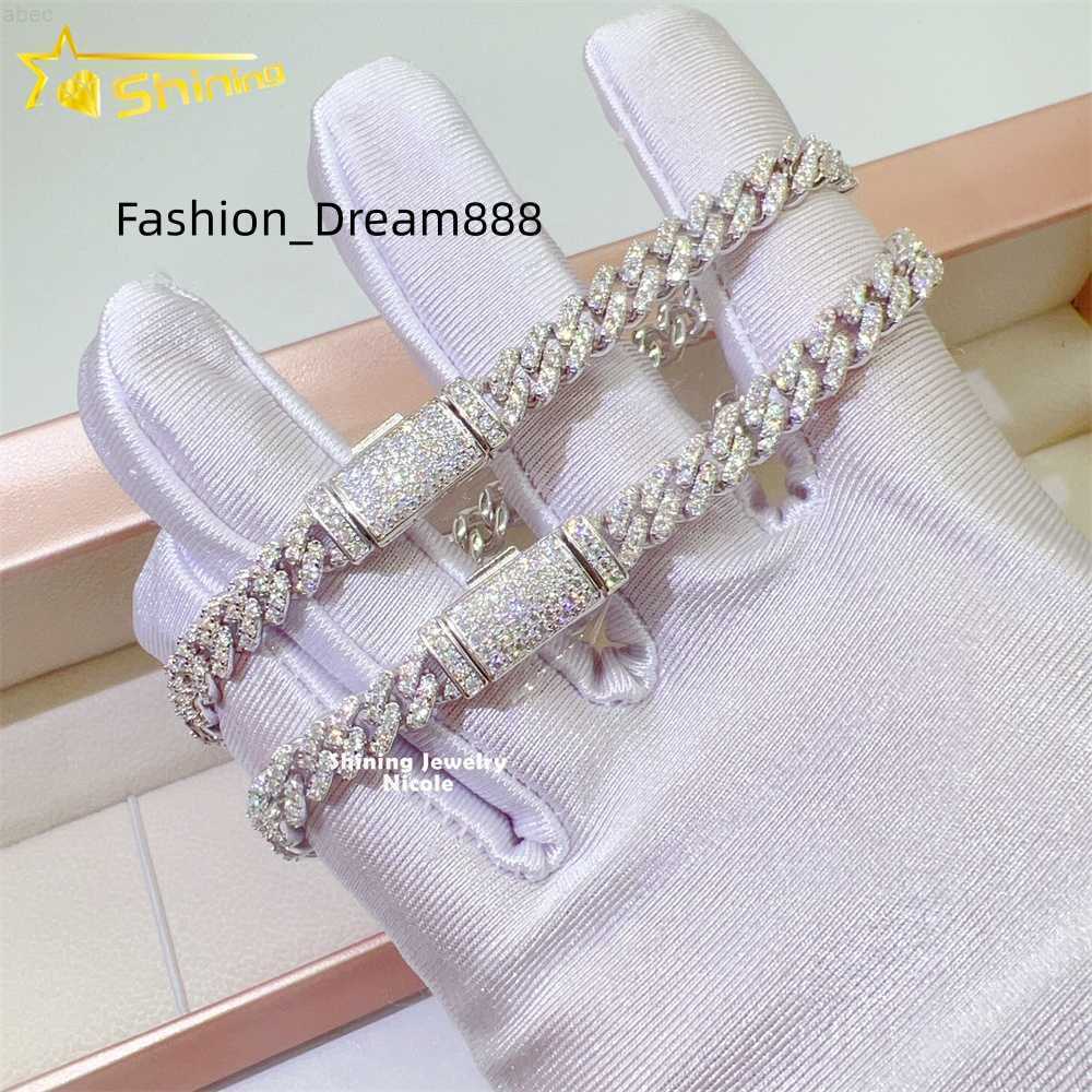 Wholesale Price Pass Diamond Tester 6mm Cuban Link Chain 925 Sterling Silver Moissanite Cuban Bracelets-image-882684684