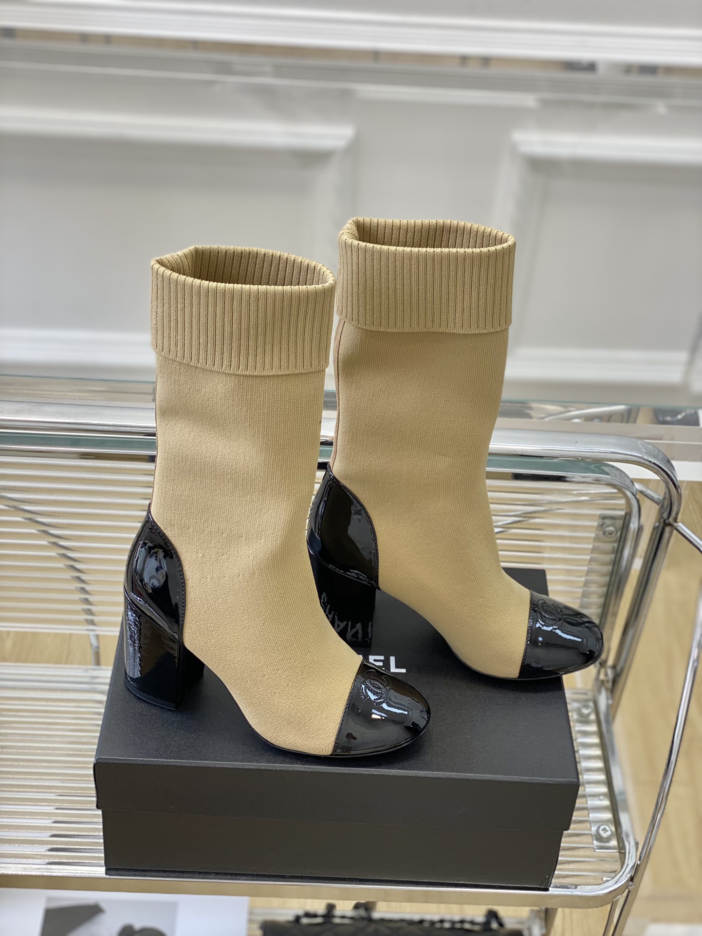 2023 Winter Fashion Woman Sock Knee Boots Designer shoe Wool Real leather quality Shoes Women Martin Boots