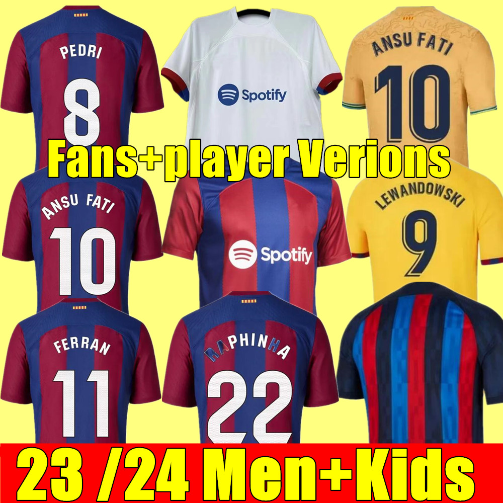 

23 24 Camisetas de football soccer jerseys PEDRI LEWANDOWSKI GAVI FC ANSU FATI FERRAN barCELOnas RAPHINHA DEST football, 23/24 adult home+champion patch