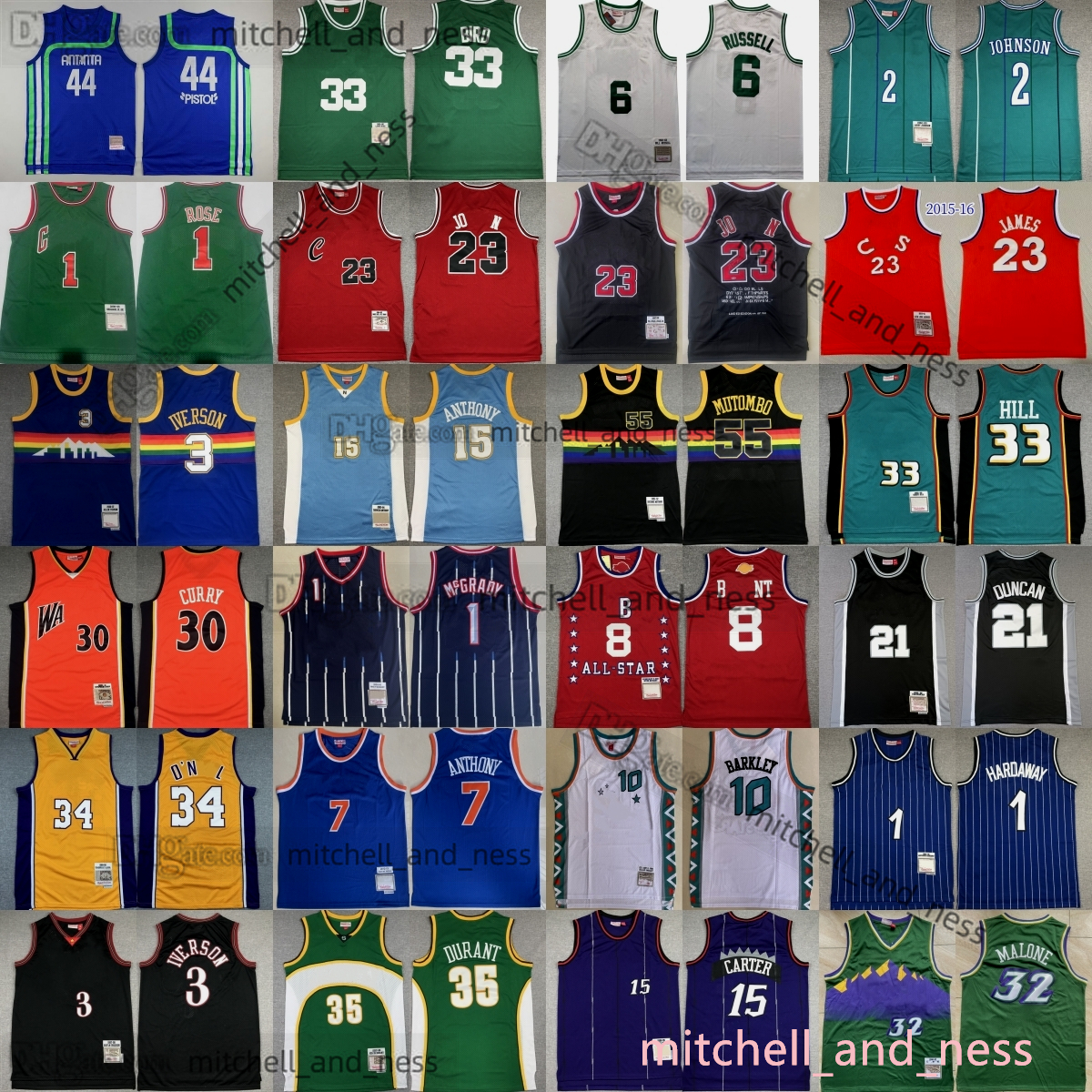 

Mitchell and Ness Stitched Basketball Jerseys Retro Paul Larry Pierce Ray Kevin Allen Garnett Dikembe Steve Mutombo Smith Spud Dell Webb Curry Nash Gary Iverson, Aspicture (with team name)
