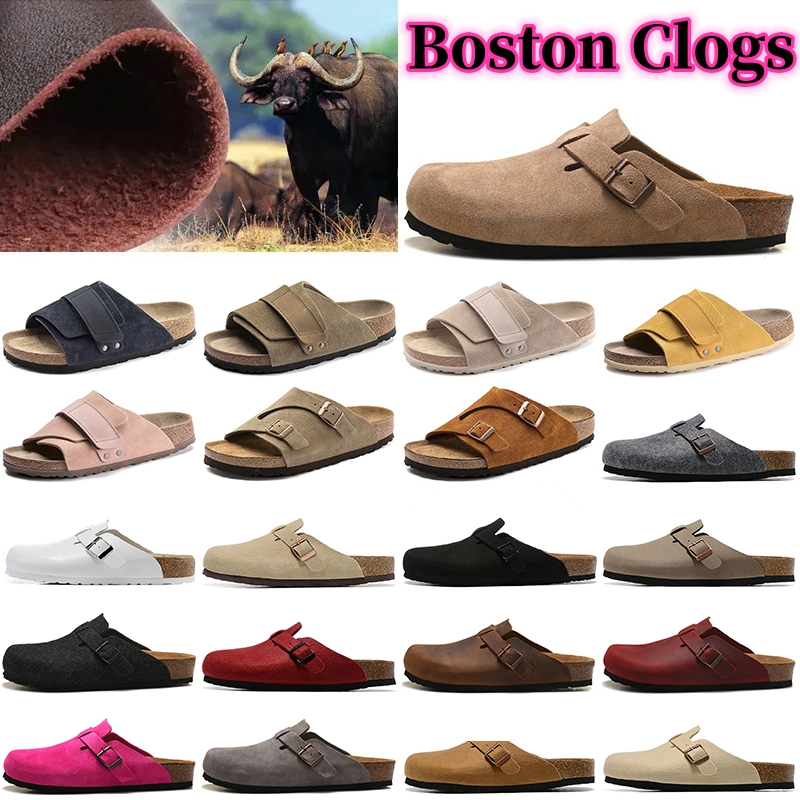 

2023 with box Luxury Designer Boston Clogs Slippers Platform mens women Mayaris Arizonas summer outdoor sandals leather felt sliders buckle strap velcro flaCasual, 10