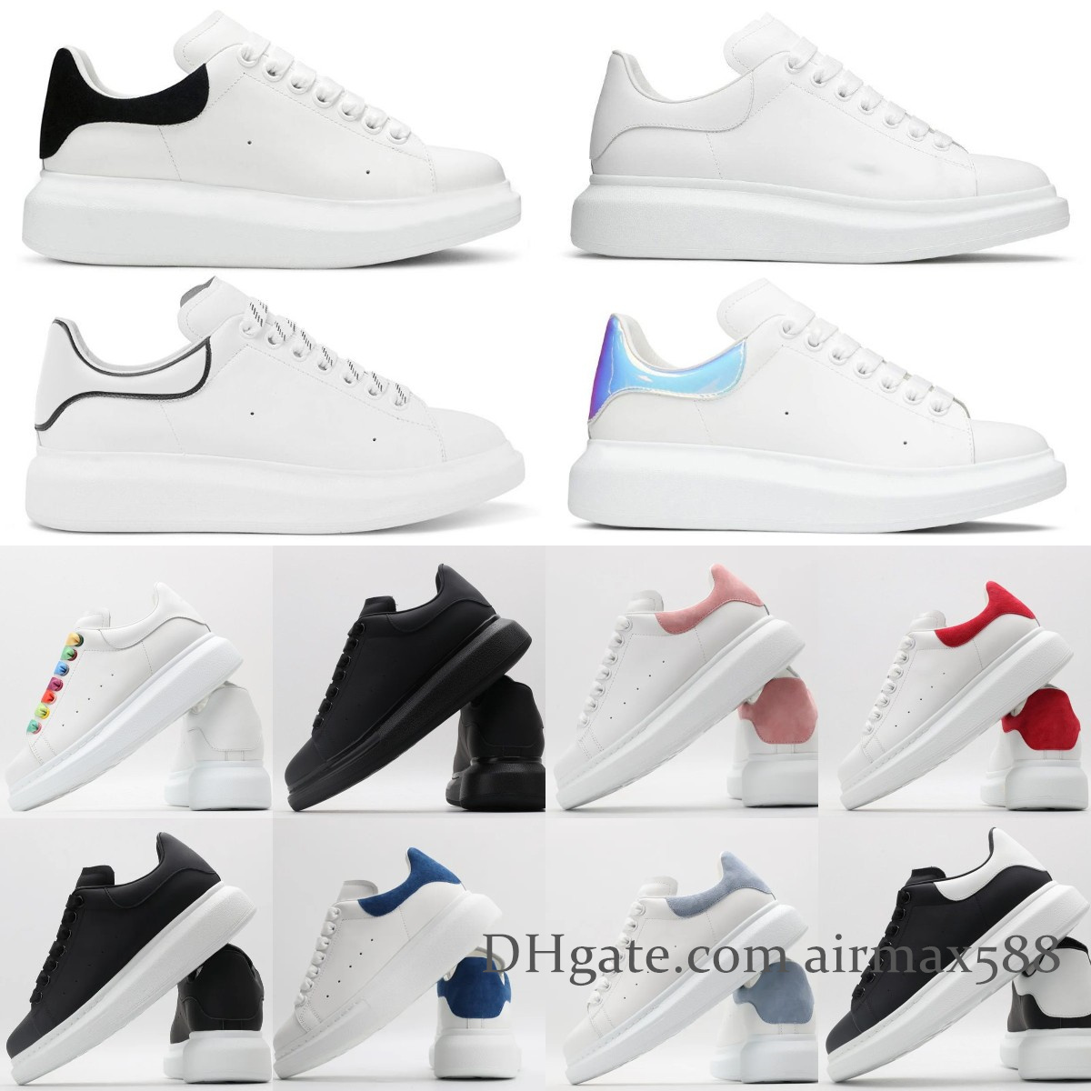 

2023 Designer oversized sneakers Casual Shoes White Black Leather Velvet Espadrilles Trainers Mens Women Flats Lace Up Platform alexander mc queen mcqueen outdoor, Box