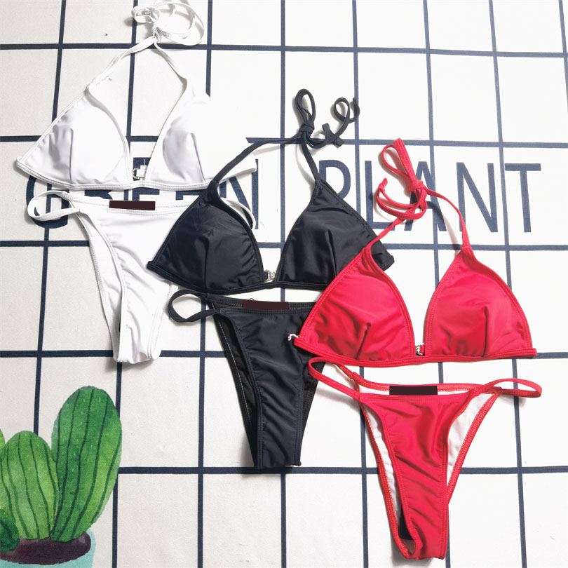 Womens sexy luxury bikini summer designer black white string print letter swimwear tank tops bikinis beach casual swimming sets woman swimwears swim
