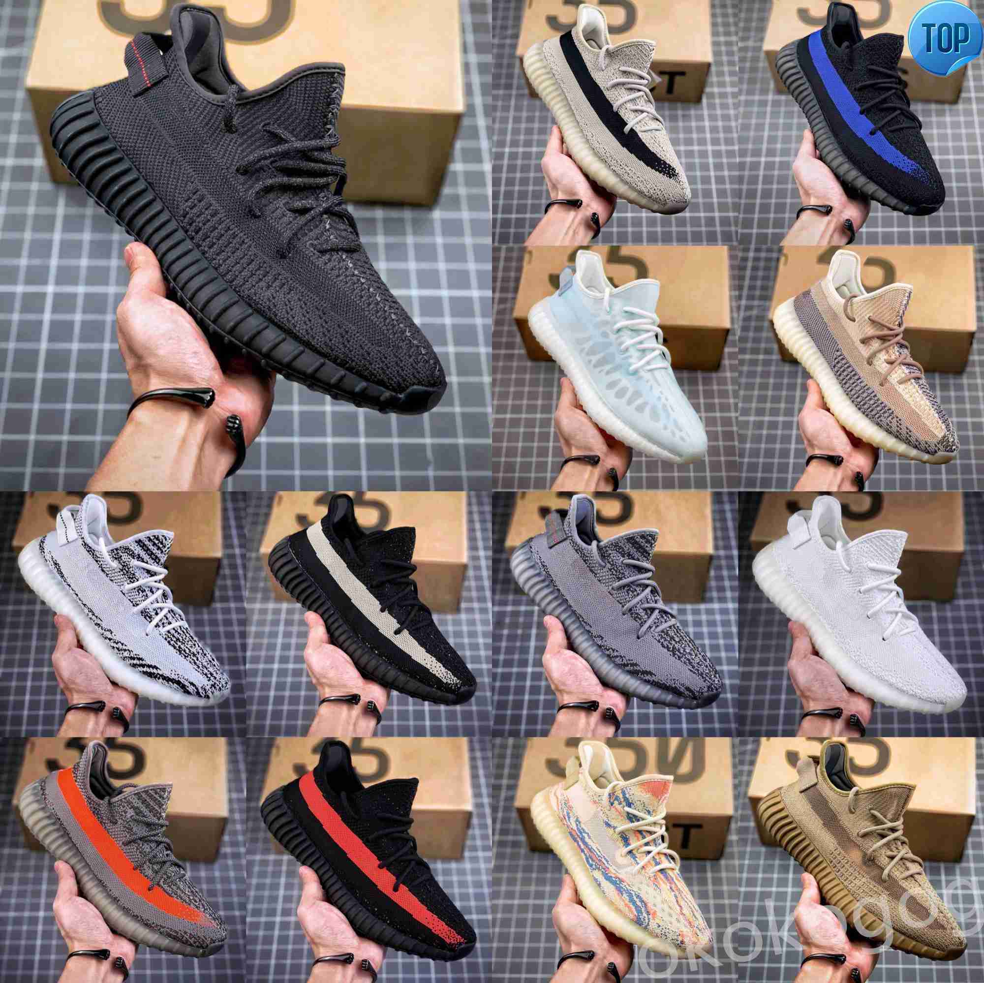 

2023 V2 shoes Static 3M Reflective Gypsophila Running Shoes Beluga 2.0 Sesame Butter Semi-frozen Yellow Cream White Zebra Mens Womens Sneakers yeezies 35 yezzies 350, #14
