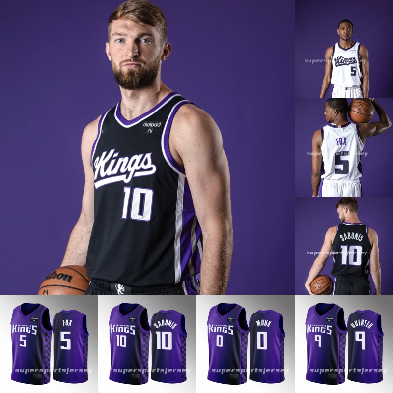 

"Kings" Jersey De'Aaron Fox Domantas Sabonis Harrison Barnes Kevin Huerter Richaun Holmes Malik Monk Keegan Murray Men Women Youth, Black