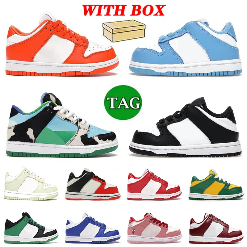 Avec Box Enfants Chaussures Designer Toddlers Garçons Filles Enfants Formateurs Syracuse Unc Noir Blanc Panda Chunky Chicago Baskets De Sport En