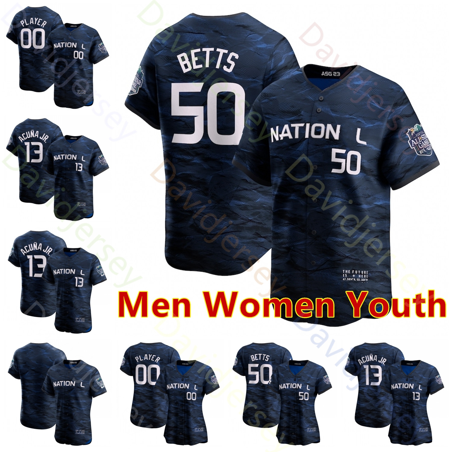 

2023 ASG Baseball Jersey Freddie Freeman Nolan Arenado Ronald Acuna Jr. Mookie Betts Clayton Kershaw Spencer Strider Ozzie Albies Pete Alonso Matt Olson Riley Soto, Fans version