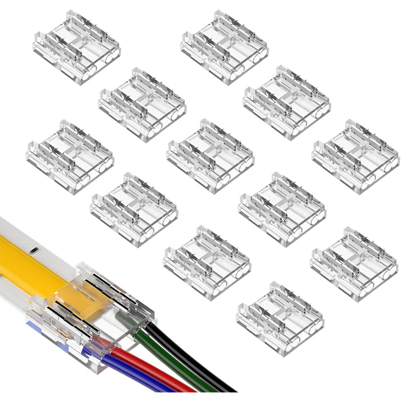 

5V 12V 24V LED Strip Connectors 4Pin 10mm Transparent Unwired Strip Wire Connectors Long 22AWG Extension Wire
