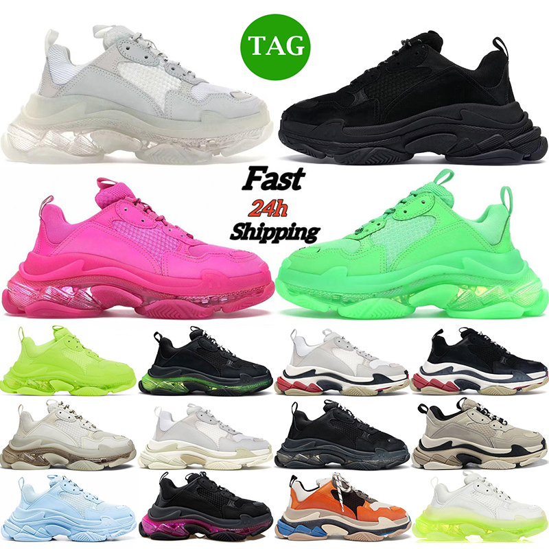 

triple s men designer casual shoes platform sneakers women clear sole black white grey green red pink blue Royal Neon mens trainers tennis