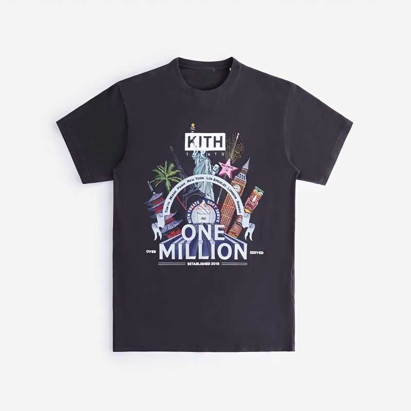 

Designer Fashion Clothing Tees Tshirts Kith Million Tee Million Series Couple Casual Cotton Short Sleeves cotton Streetwear Sportswear Tops Rock Hip hop T-Shirts, Black