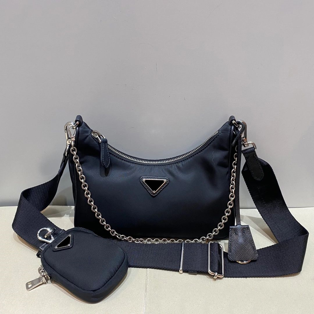 

wholesale fashion Re-Edition 2005-2000 crossbody bags handbags Sale 3 piece womens travel nylon bag leather cleo hobo purse 7A Top quality underarm man shoulder totes, 1-white