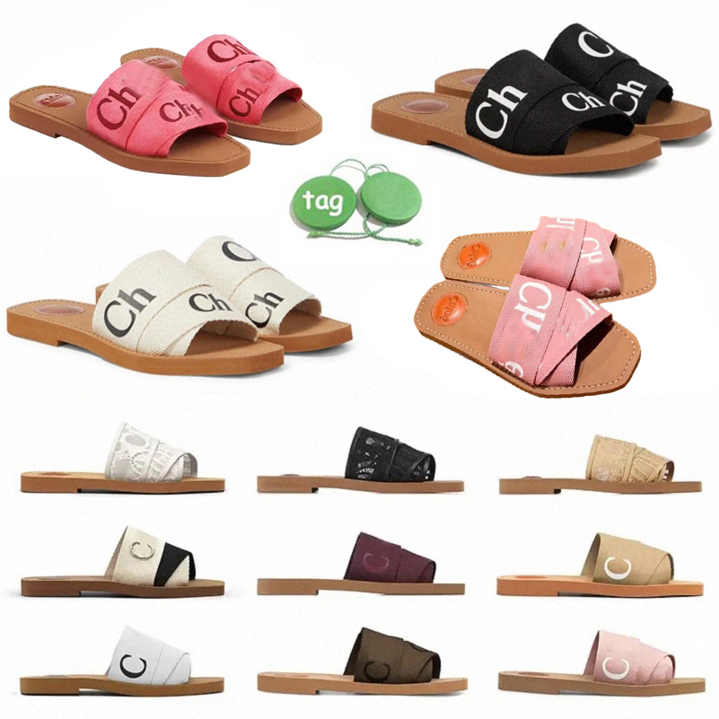 

slipper slides Maison's O signature adorns the inner sole The easy White Black Pink Lace Lettering Fabric Canvas Slippers Summer Rubbe