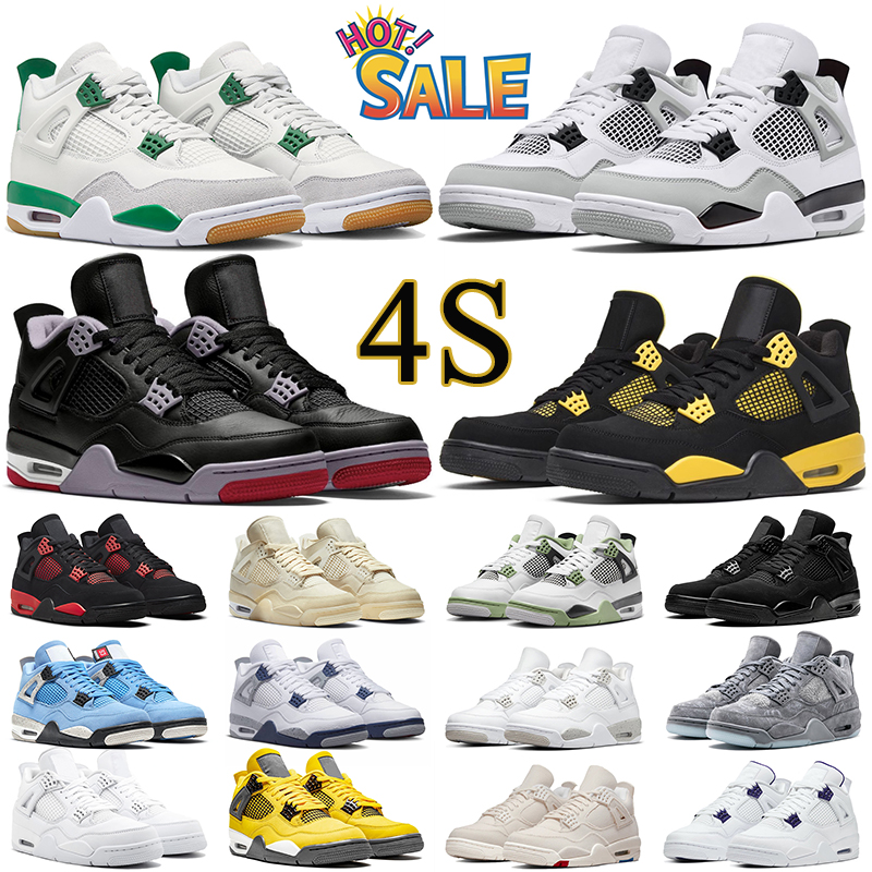 

Jumpman 4s 4 basketball shoes Black Cat Thunder Pine Green Midnight Navy Seafoam UNC Military Black Bred Sail trainer sneakers trainers, Infrared