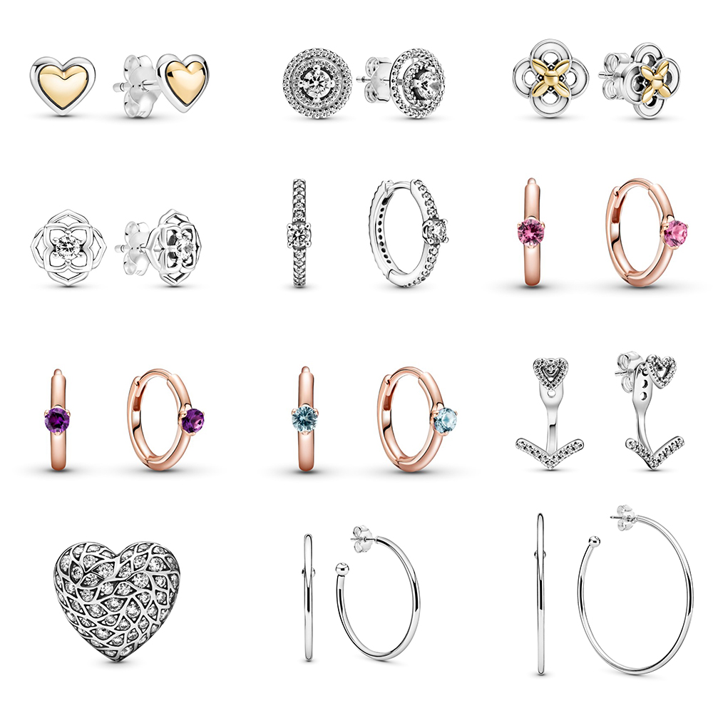 

925 Sterling Silver Earrings Suitable for Primitive Pandora's Jewelry Fashion Accessories Production Free Delivery