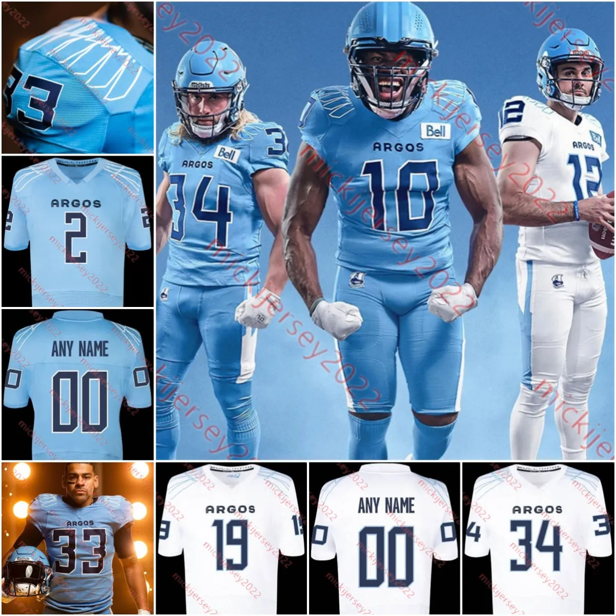 

CUSTOM Shawn Oakman Toronto Argonauts Football Jersey Henoc Muamba Kurleigh Gittens Jr. Andrew Harris A. J. Ouellette Cameron Dukes Ben Holm, White