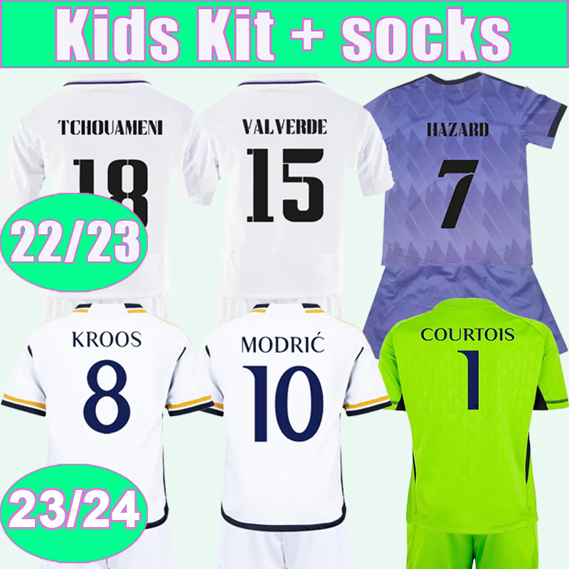 

23 24 MODRIC VALVERDE BELLINGHAM Kids Kit Soccer Jerseys  23 KROOS ALABA VINI JR. RODRYGO CAMAVINGA TCHOUAMENI Home Away Special Edition Goalkeeper Football Shirts, Tz13518 2023 special edition no socks