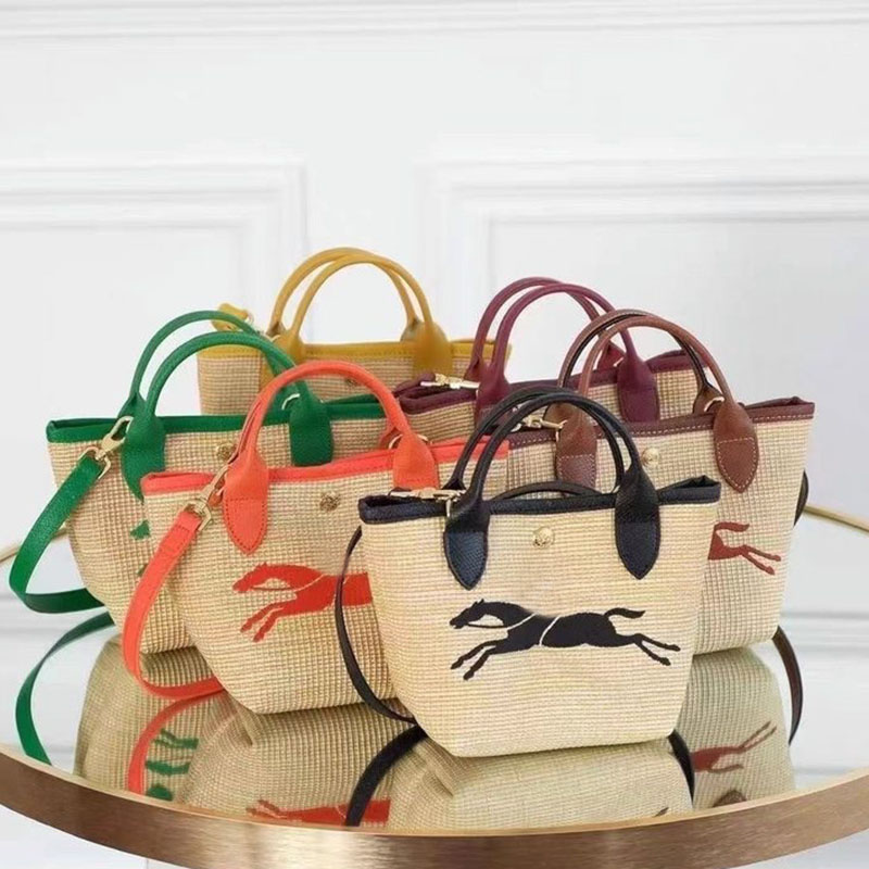 

Designer Mini weave Raffia basket Straw the tote Bag le pliage paris 15 handbag Womens canvas shoulder bag Crossbody handbags totes bags luxury summer Beach bag, Black