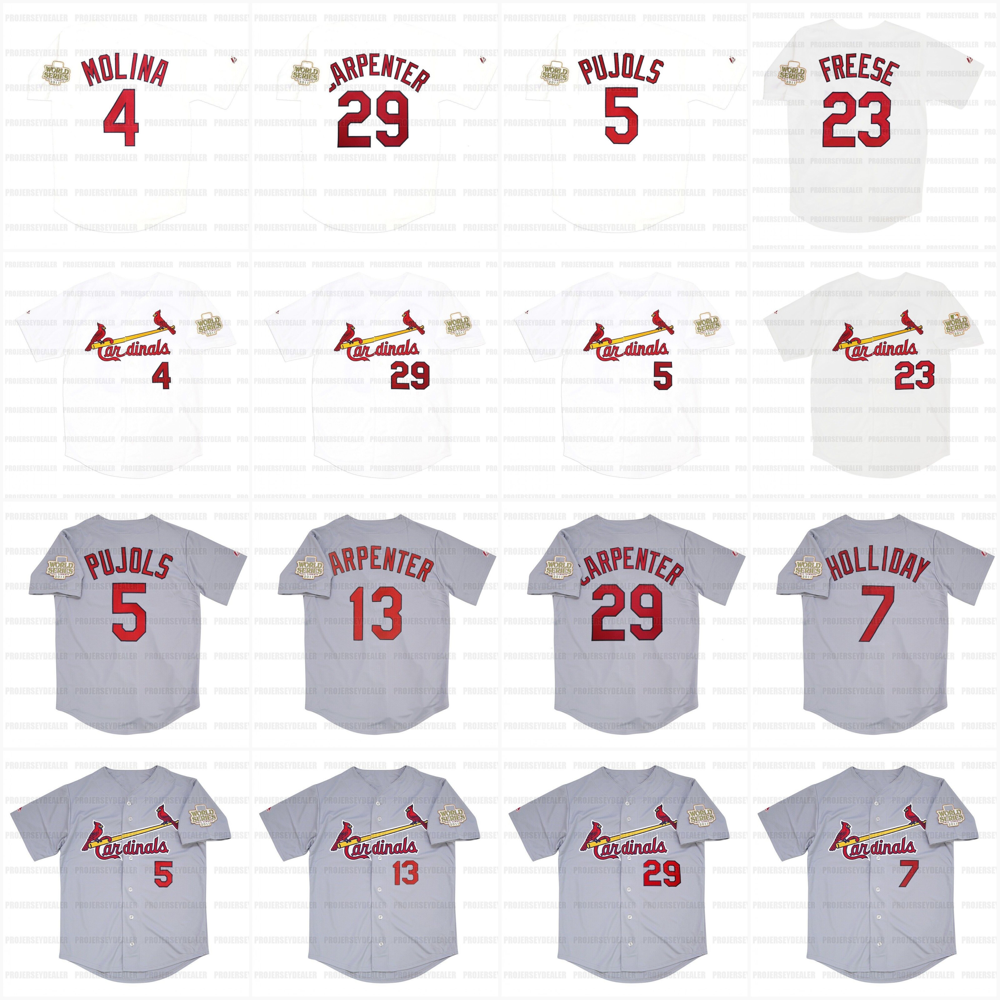 

2011 World Series ST. "Cardinal" Jerseys Baseball Jerseys Yadier Molina Albert Pujols Matt Holliday Matt Carpenter David Freese Chris Carpenter, Gray