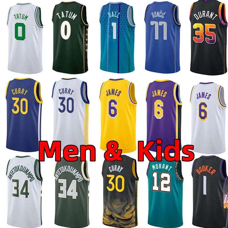 

Kids Youth Basketball Jerseys Stephen Curry James Devin Booker Kevin Durant Jayson Tatum Giannis Antetokounmpo LaMelo Ball Ja Morant Luka adult children jersey, Colour 6