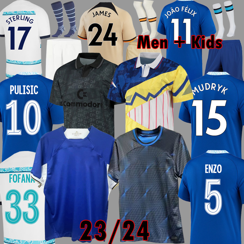 

CFC ENZO 2023 2024 NKUNKU Soccer Jerseys JOAO FELIX Retro Mash Up 22 23 24 STERLING football shirt MUDRYK Black Out Men kits Kids Equipment FOFANA jersey Uniform, Pl third