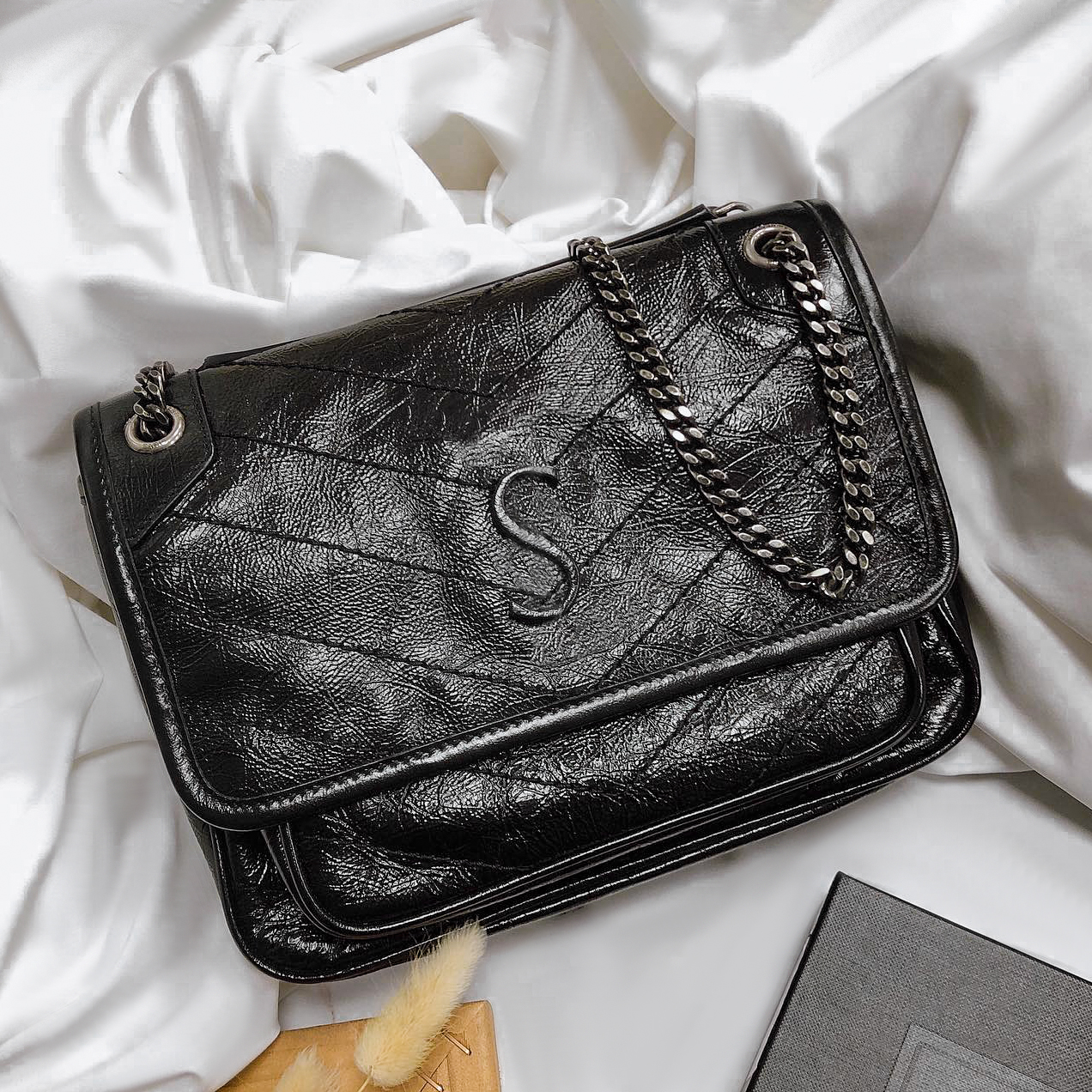 

Top handle Niki lady Genuine Leather Clutch Bag luxurys Wallets quilted Cross Body Women sling chain shoulder bag straps handbags Designer men Vintage the Totes bags, Cream