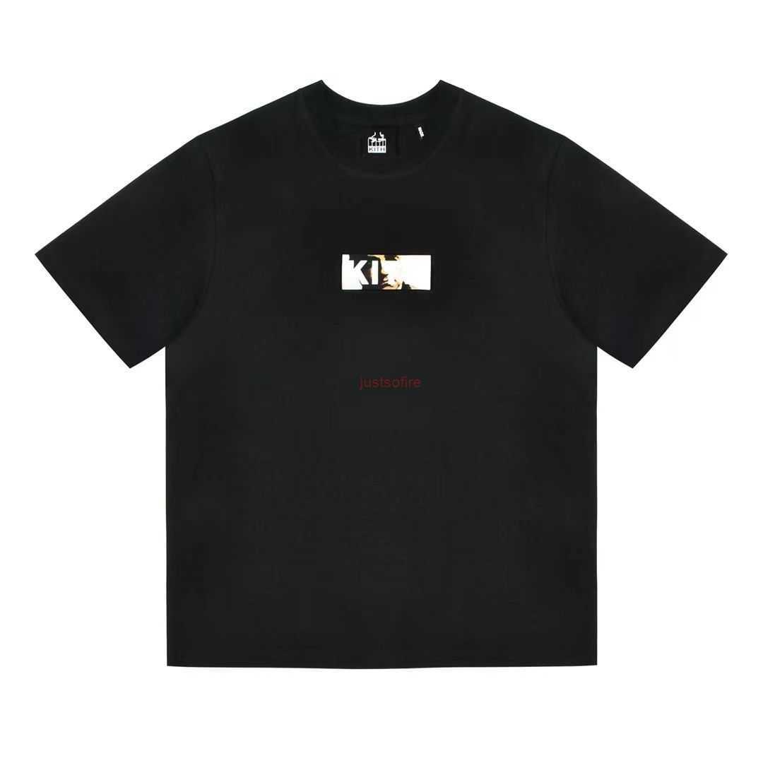 

Designer Fashion Clothing Tees Tshirts Kith Godpath Co Godfather Photo Print Short Sleeve T-shirt cotton Streetwear Sportswear Tops Rock Hip hop T-Shirts, Black