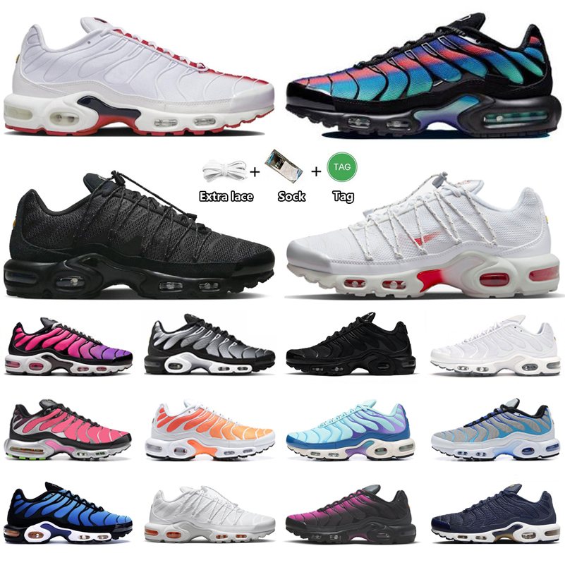 

tn plus running shoes tns Unity Toggle Triple Black Metallic Silver White Sunrise Pink Gradient Colorway Smoke Grey Reflective men women trainers sports sneakers, Color#44