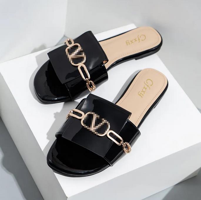 

Summer Slides Slippers Ladies Shoes Metallic Slide Sandals Casual Flat Slippers For Women Beach Low Heel Sandals Size 37-42, Fuchsia