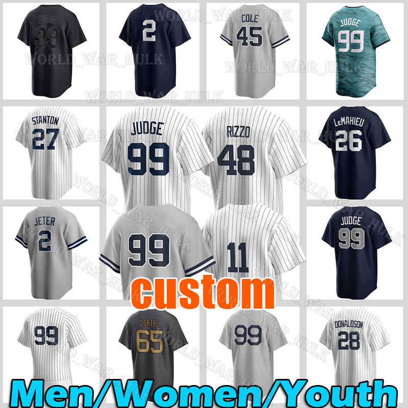 

99 Aaron Judge Jersey 11 Anthony Volpe Baseball 2 Derek Jeter Anthony Rizzo Gerrit Cole Yankees Giancarlo Stanton Rivera Babe Ruth DJ LeMahieu New Yorks Nestor Cortes, Women jersey(yj-have name)