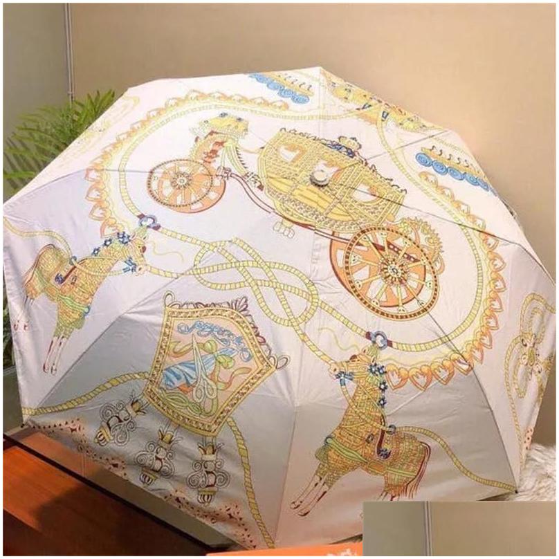 designers brand uv protection umbrellas fashion full automatic folding luxury rainy umbrella women men outdoor travel sunshade