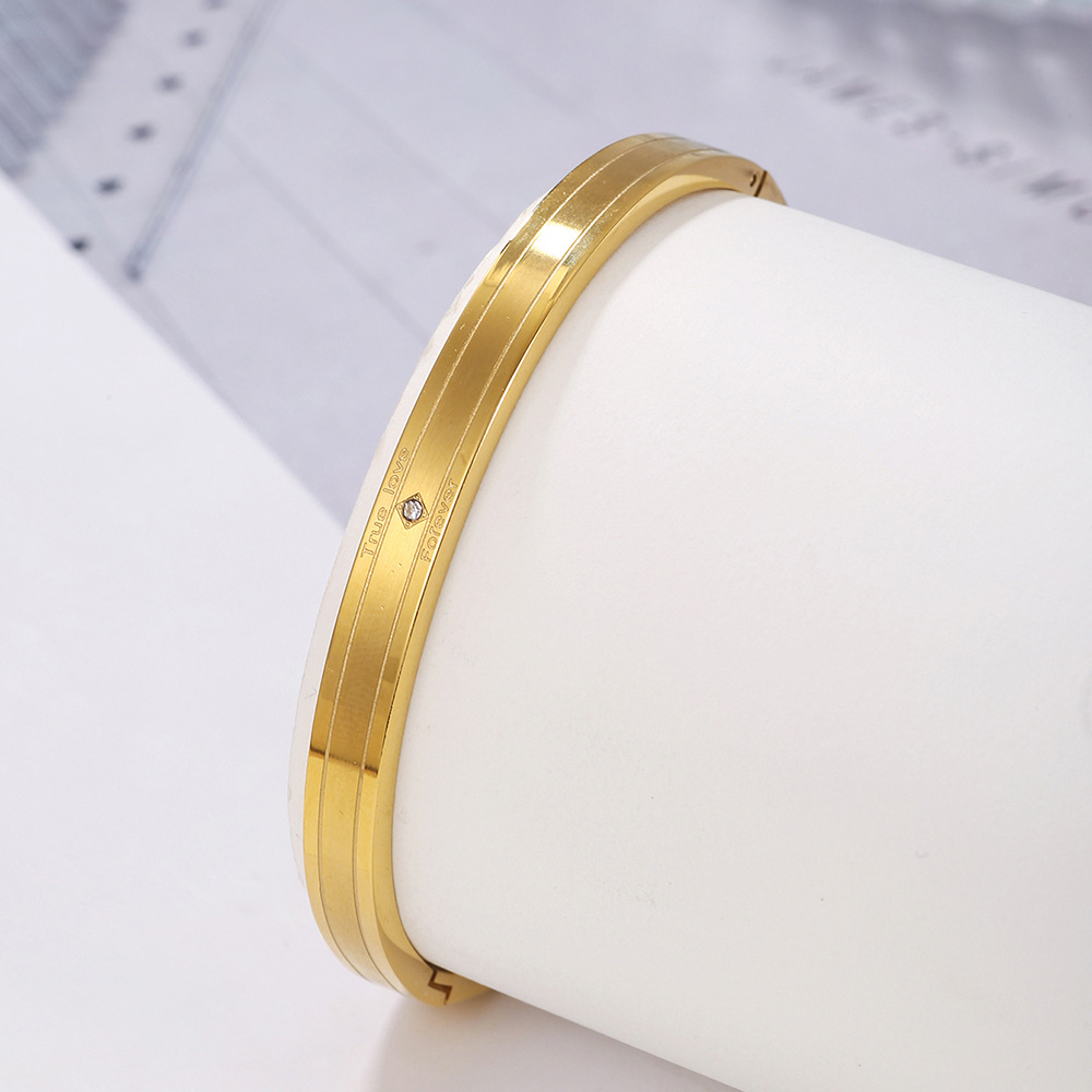 Classic Love Forever Bangle Bracelet Gold Titanium Steel Jewelry for Women Gift-image-882751020